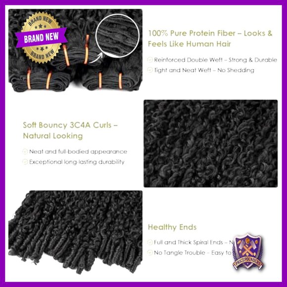 Burmese Curly Hair Extensions 14 16 18 Inch Protein Fiber 3C4A Textured main image 4